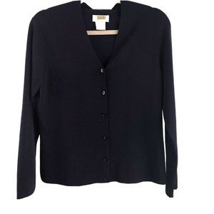 V Neck Button Front Silk Knit Cardigan